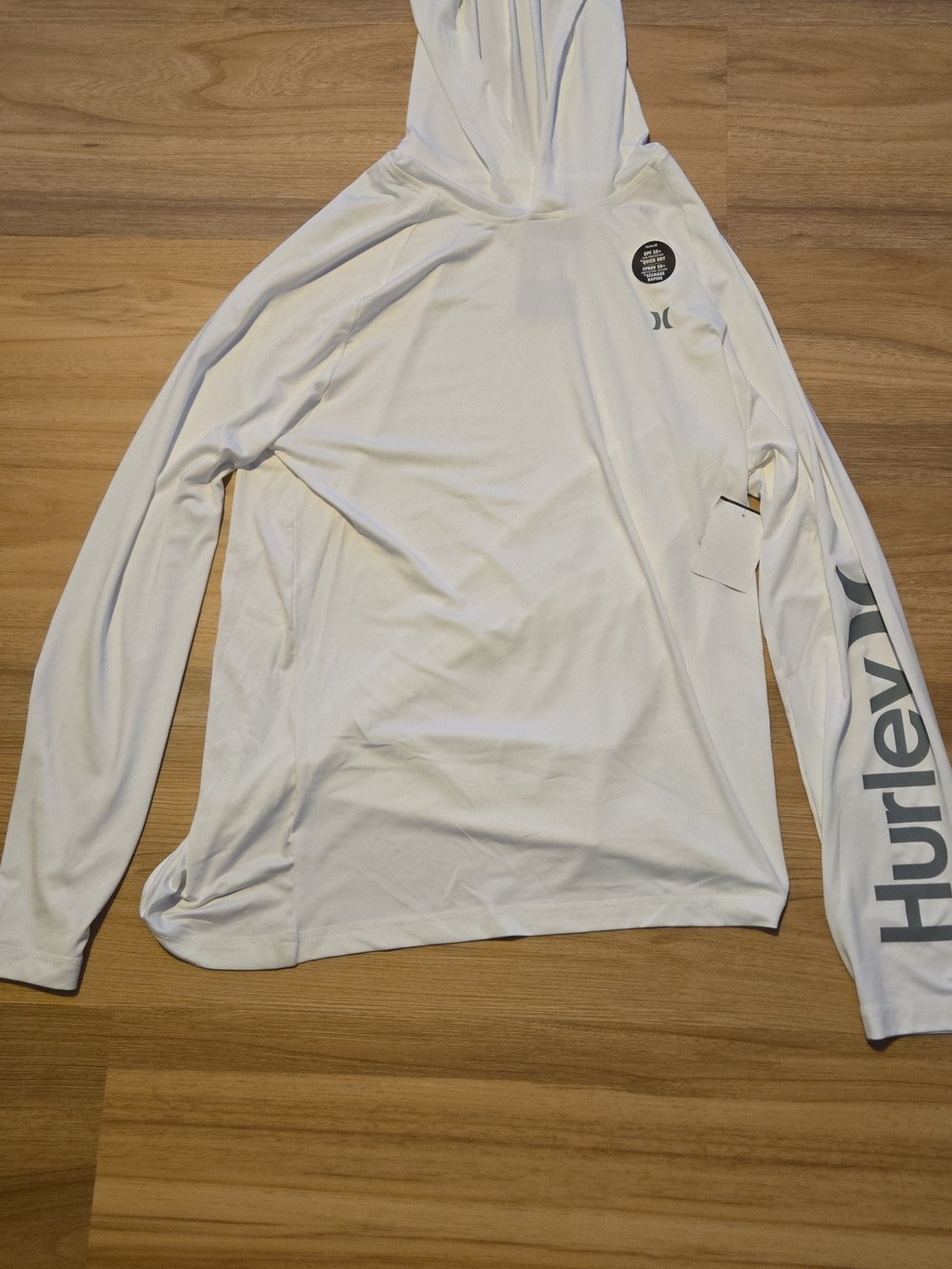 Hurley White Hooded Long-Sleeve Performance Shirt